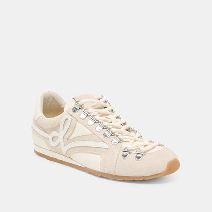 Dolce Vita SHOES DEACON Ivory Suede Lace-Up Sneakers