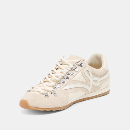 Dolce Vita SHOES DEACON Ivory Suede Lace-Up Sneakers