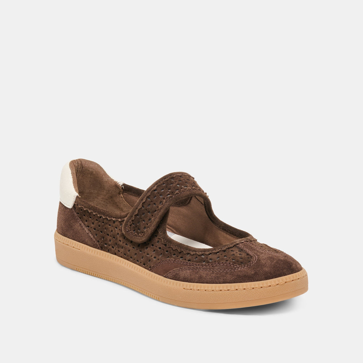 Dolce Vita SHOES NANET Dk Brown Perforated Suede Mary-Jane Ballet Sneakers