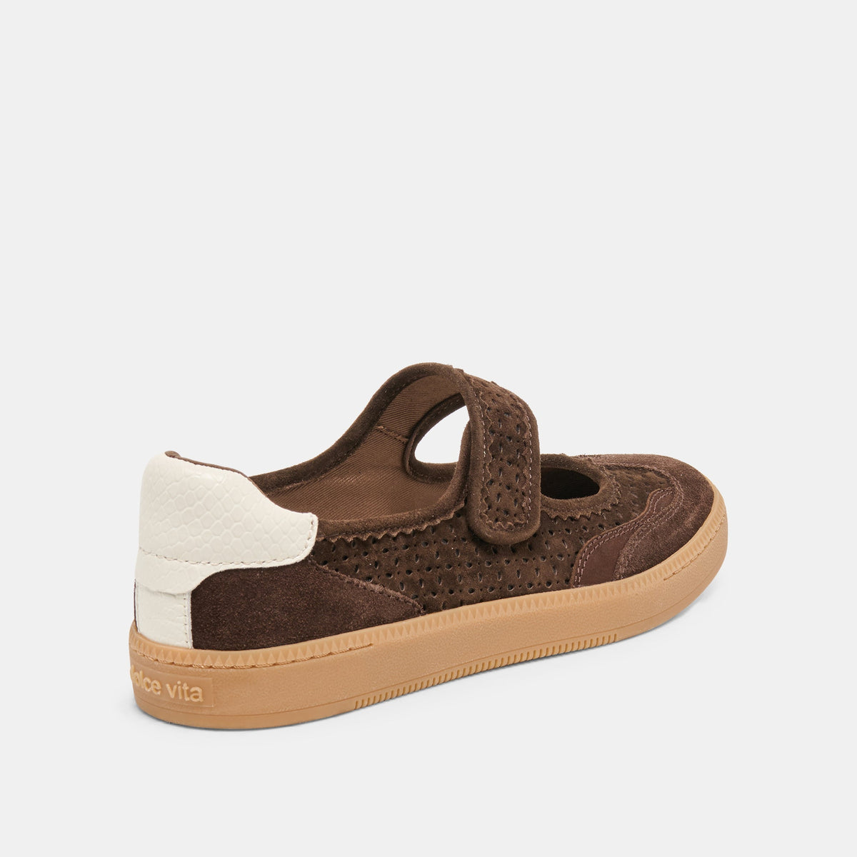 Dolce Vita SHOES NANET Dk Brown Perforated Suede Mary-Jane Ballet Sneakers