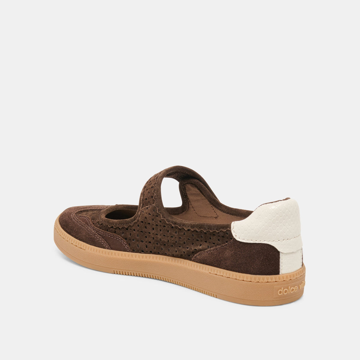 Dolce Vita SHOES NANET Dk Brown Perforated Suede Mary-Jane Ballet Sneakers
