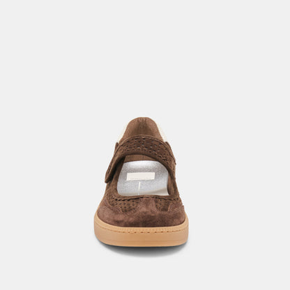 Dolce Vita SHOES NANET Dk Brown Perforated Suede Mary-Jane Ballet Sneakers