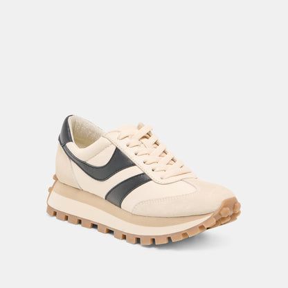Dolce Vita SHOES TRESA White Black Leather Platform Sneakers