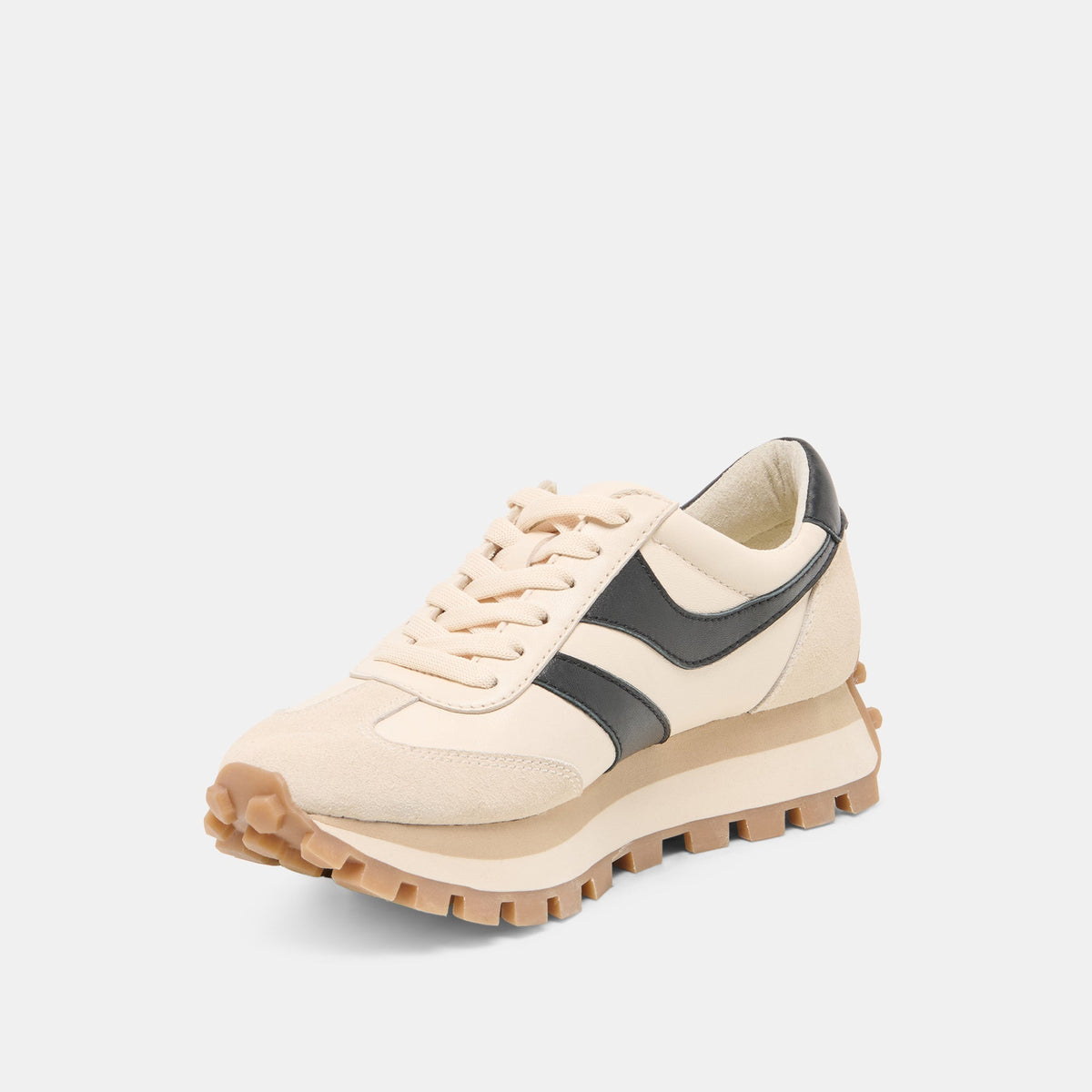 Dolce Vita SHOES TRESA White Black Leather Platform Sneakers