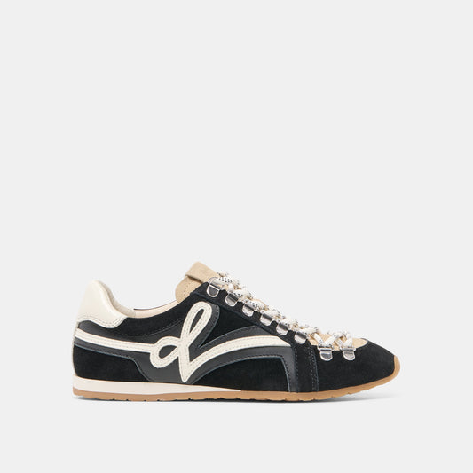 Dolce Vita SHOES DEACON Black White Suede Lace-Up Sneakers
