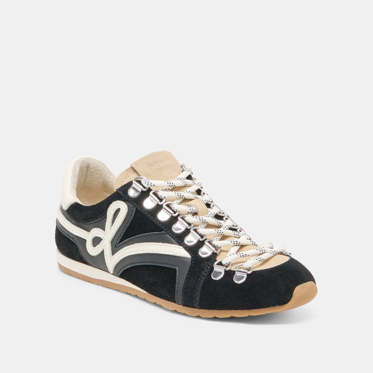 Dolce Vita SHOES DEACON Black White Suede Lace-Up Sneakers