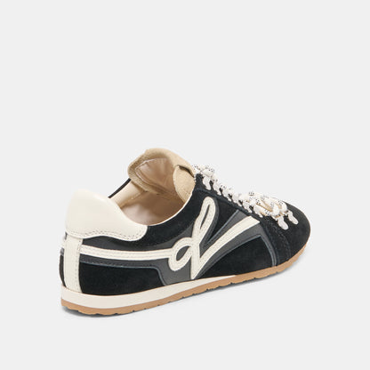 Dolce Vita SHOES DEACON Black White Suede Lace-Up Sneakers