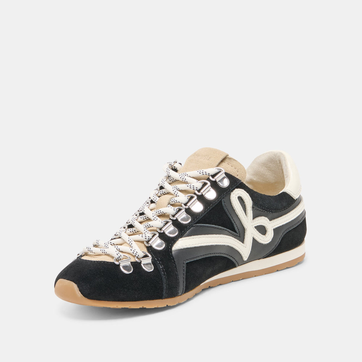 Dolce Vita SHOES DEACON Black White Suede Lace-Up Sneakers