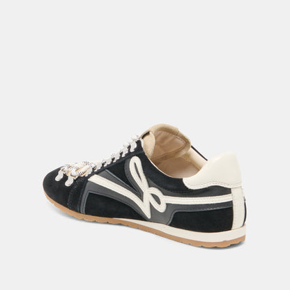Dolce Vita SHOES DEACON Black White Suede Lace-Up Sneakers