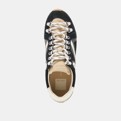 Dolce Vita SHOES DEACON Black White Suede Lace-Up Sneakers