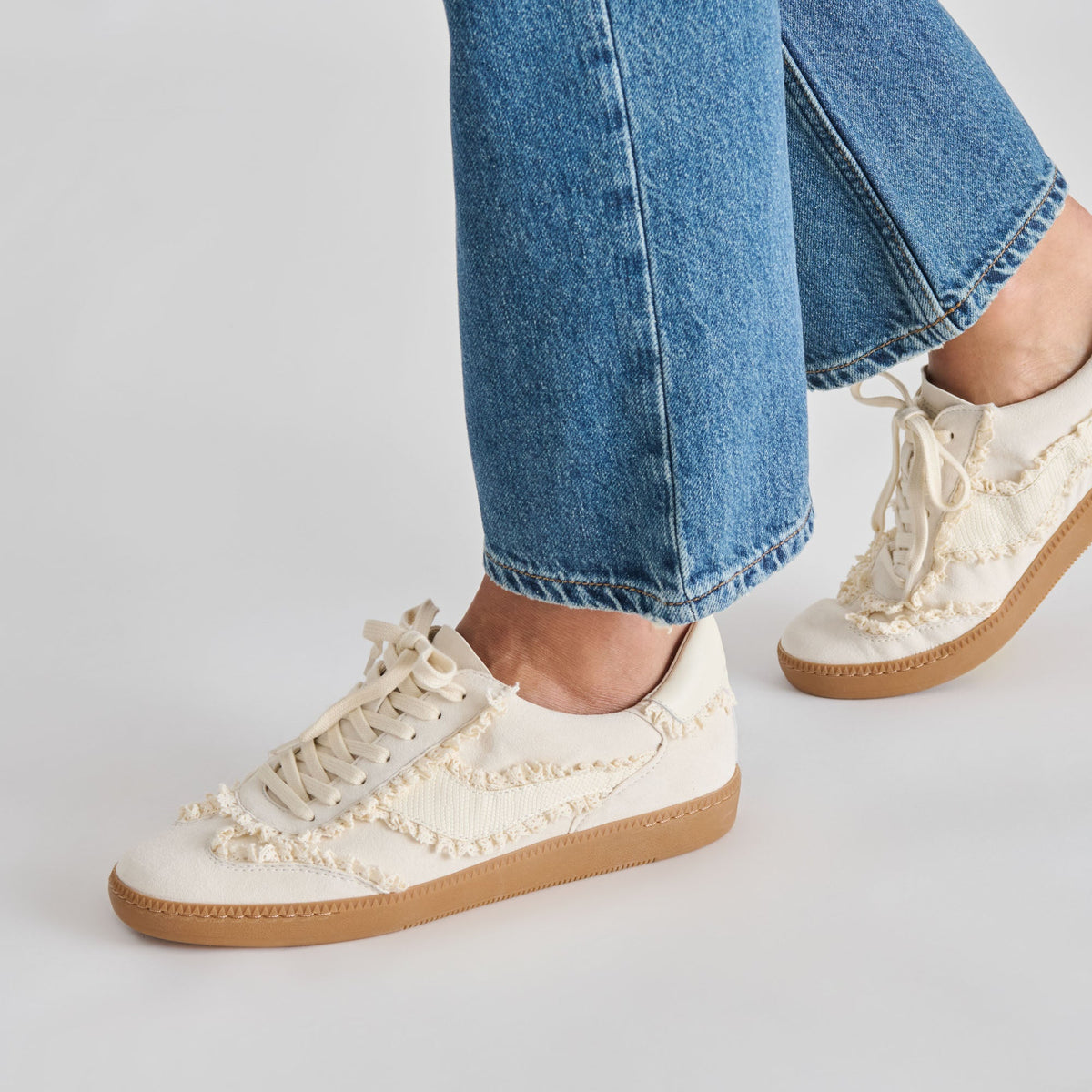 Dolce Vita SHOES Notice Lace Ivory Suede Sneakers