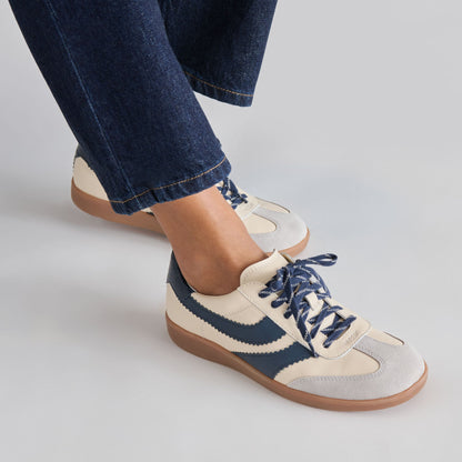 Dolce Vita SHOES Merit White Navy Leather Sneakers