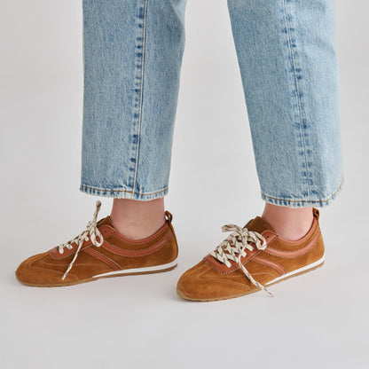Dolce Vita SHOES Viper Cognac Suede Sneakers