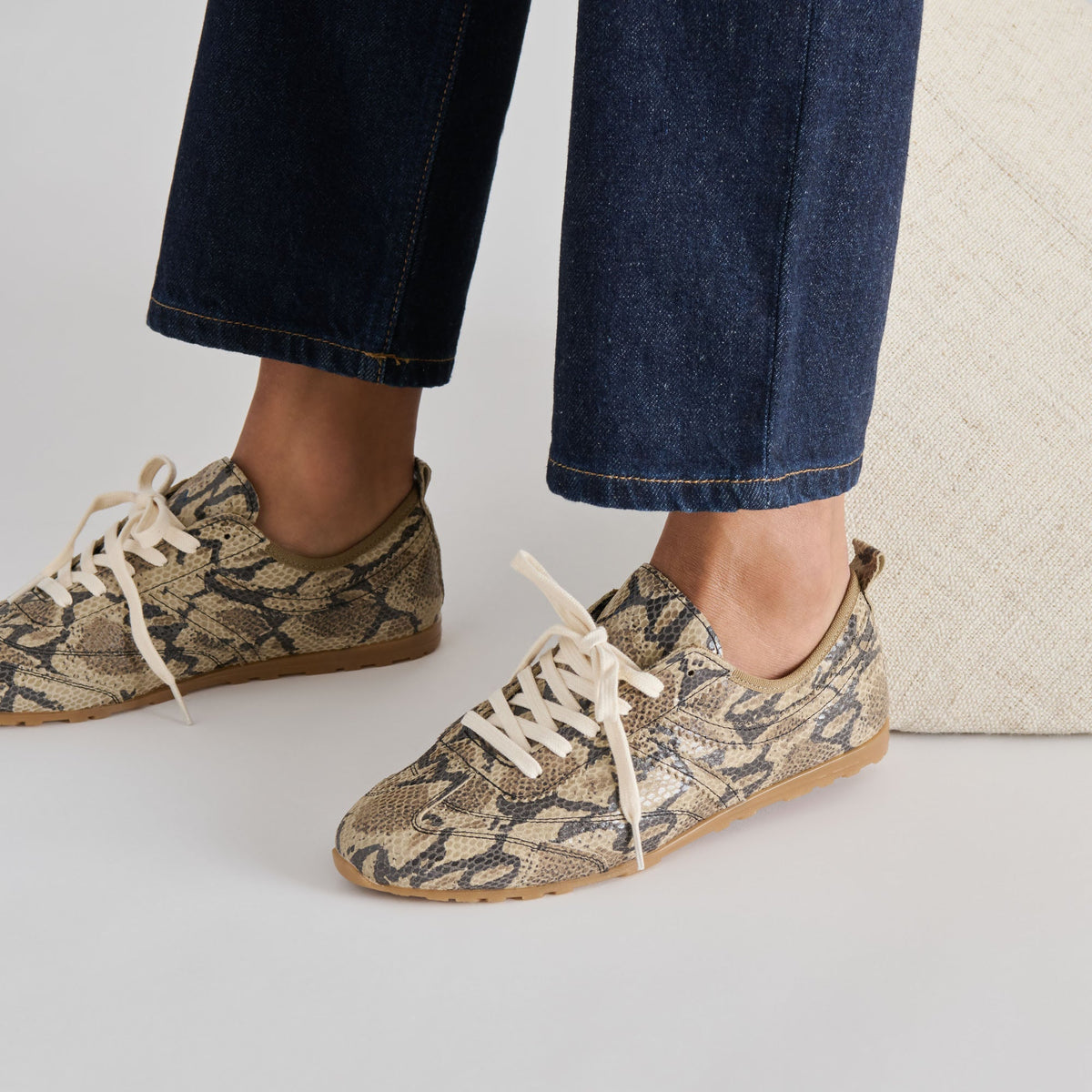 Dolce Vita SHOES Viper Snake Print Embossed Leather Sneakers