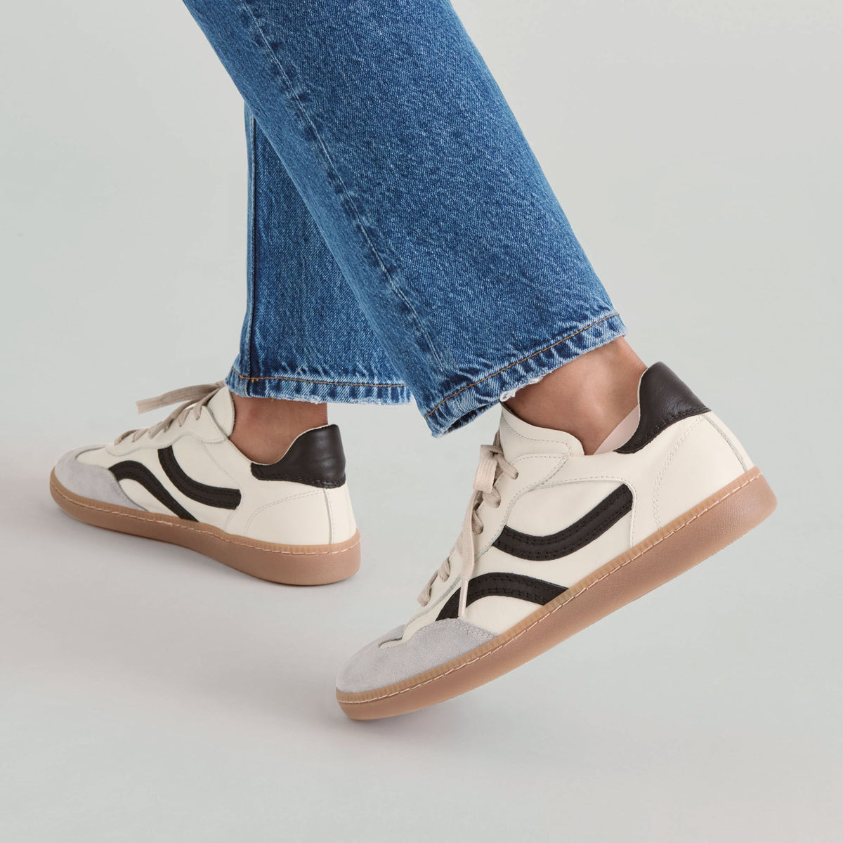 Dolce Vita SHOES Rebel White Black Leather Sneakers