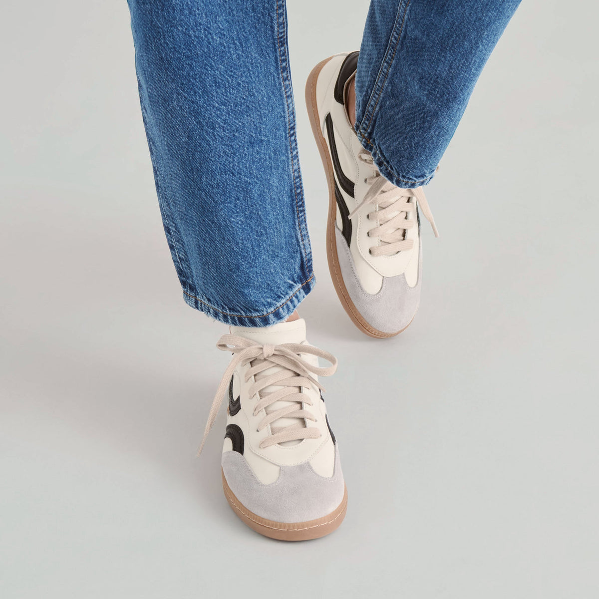 Dolce Vita SHOES Rebel White Black Leather Sneakers