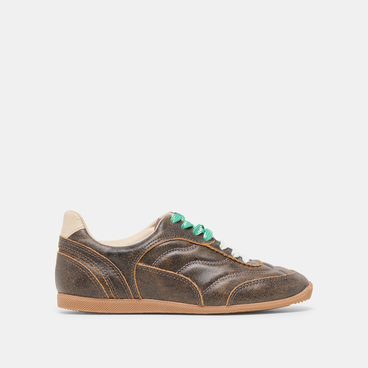 Dolce Vita SHOES Laini Brown Distressed Leather Sneakers