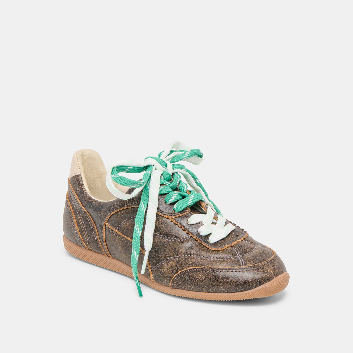 Dolce Vita SHOES Laini Brown Distressed Leather Sneakers