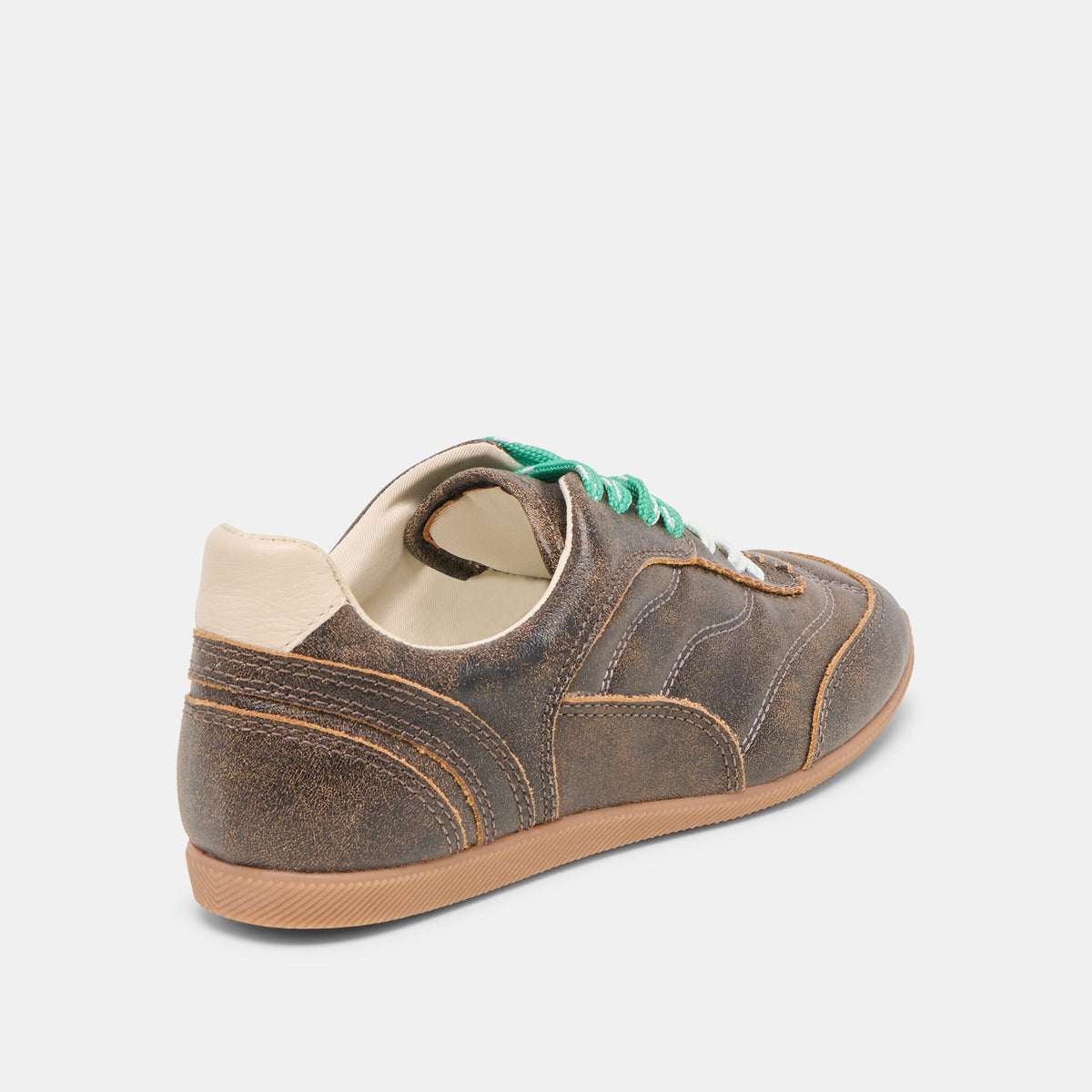 Dolce Vita SHOES Laini Brown Distressed Leather Sneakers