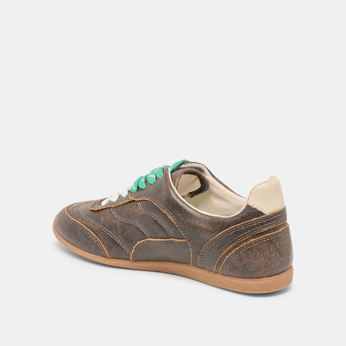 Dolce Vita SHOES Laini Brown Distressed Leather Sneakers