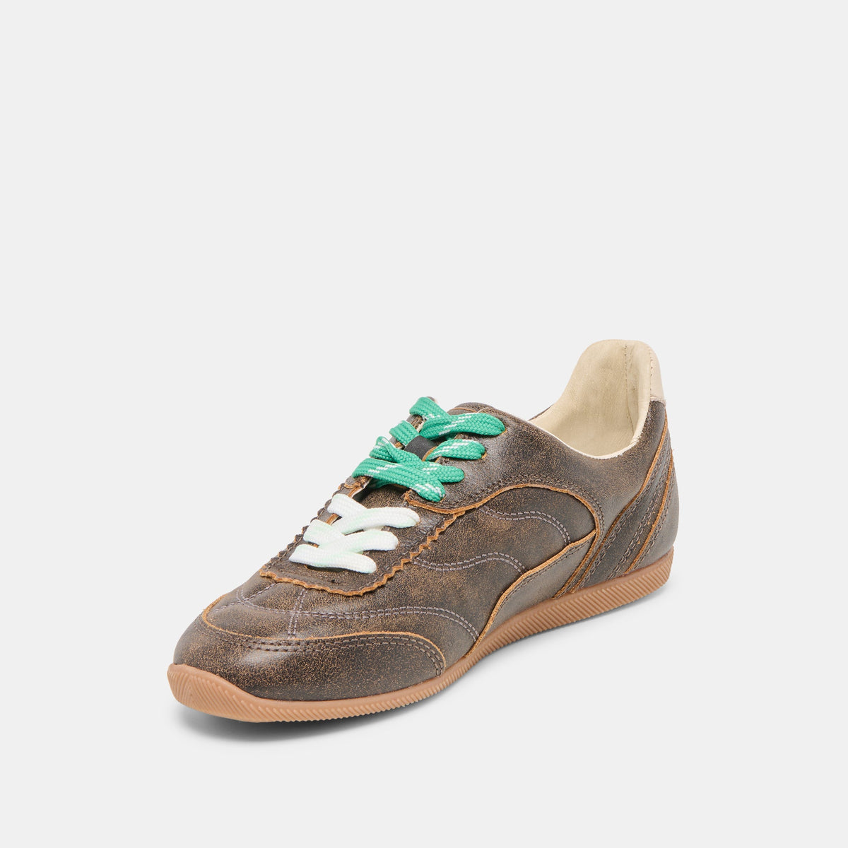Dolce Vita SHOES Laini Brown Distressed Leather Sneakers