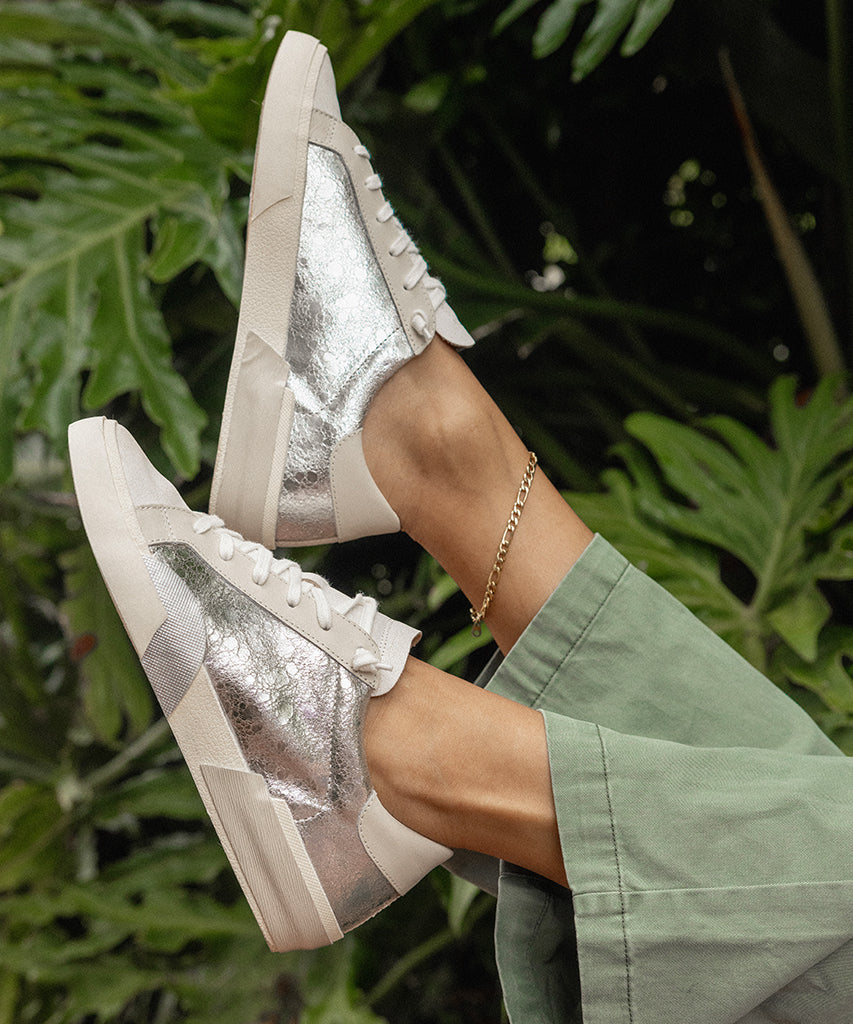 Dolce Vita SHOES Zina Sneakers Chrome Distressed Leather | Chrome Leather Sneakers
 – Dolce Vita