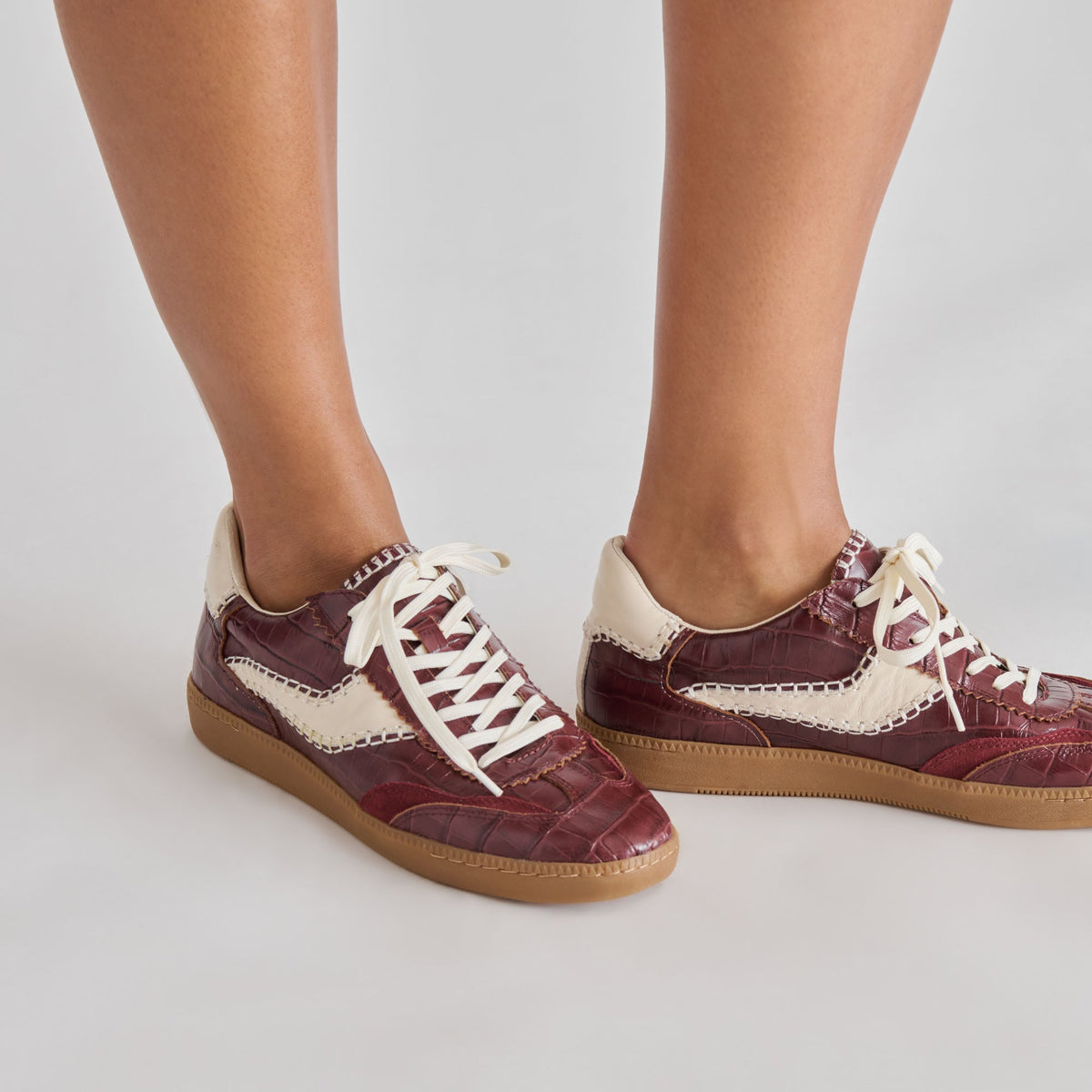 Dolce Vita SHOES NOTICE STITCH SNEAKERS OXBLOOD CROCO EMBOSSED LEATHER
 – Dolce Vita