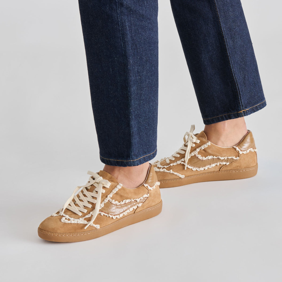 Dolce Vita SHOES Notice Lace Lt Brown Suede Sneakers