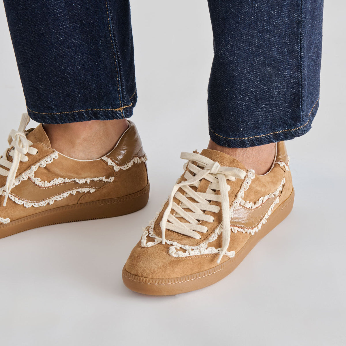 Dolce Vita SHOES Notice Lace Lt Brown Suede Sneakers
