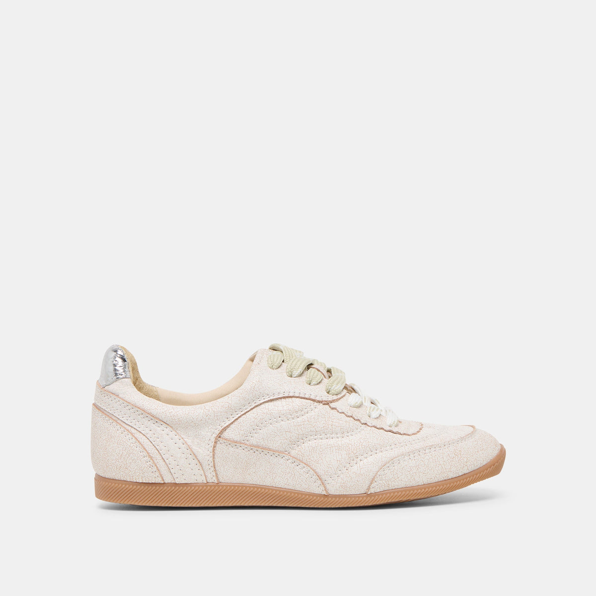 Dolce Vita SHOES Laini Off White Crackled Leather Sneakers