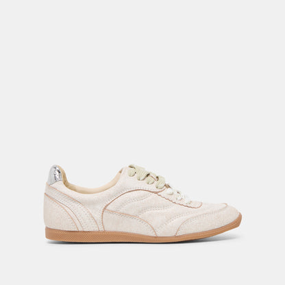 Dolce Vita SHOES Laini Off White Crackled Leather Sneakers