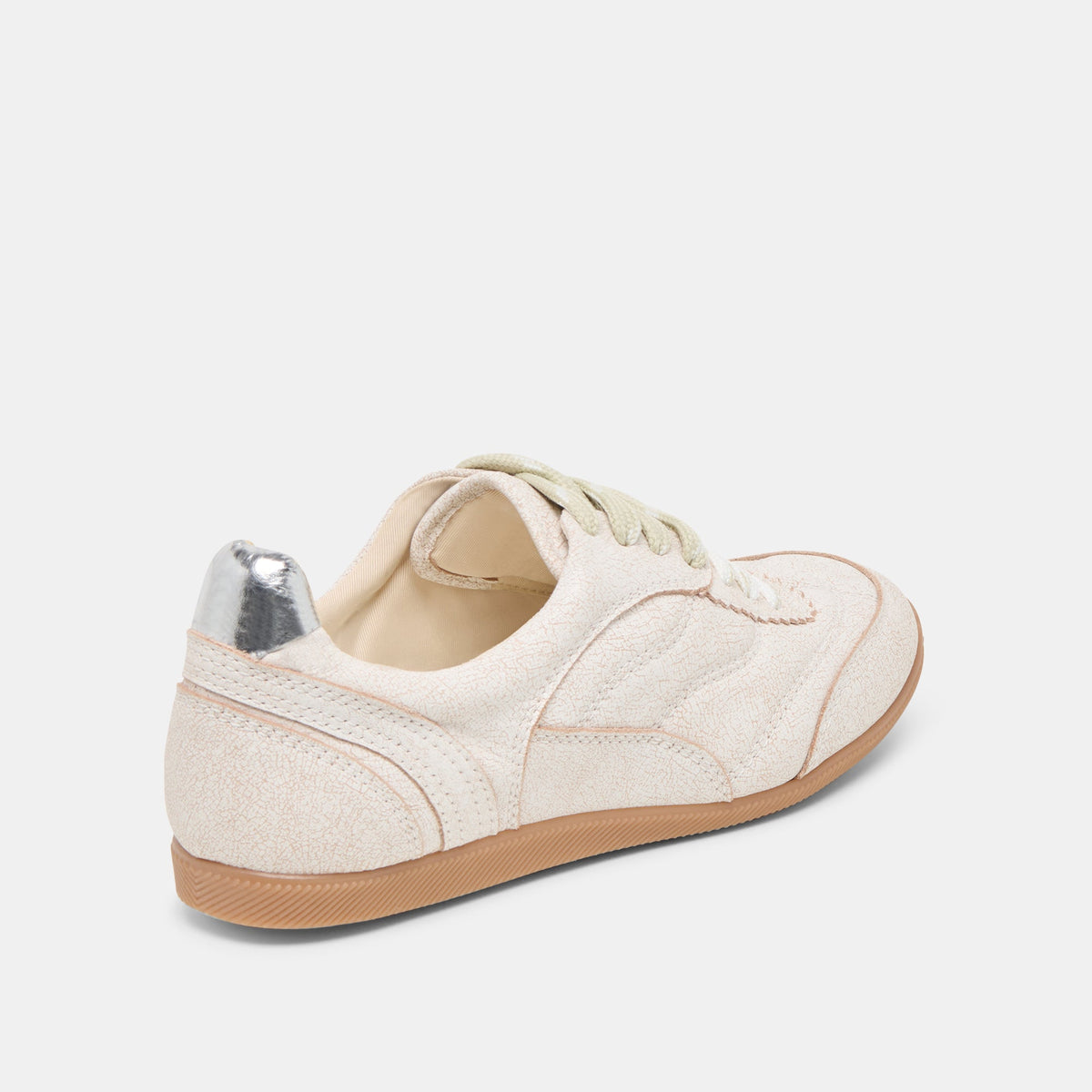 Dolce Vita SHOES Laini Off White Crackled Leather Sneakers