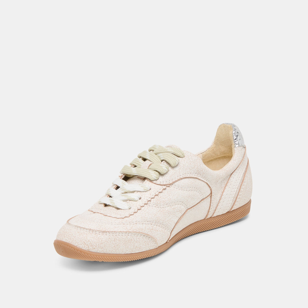 Dolce Vita SHOES Laini Off White Crackled Leather Sneakers