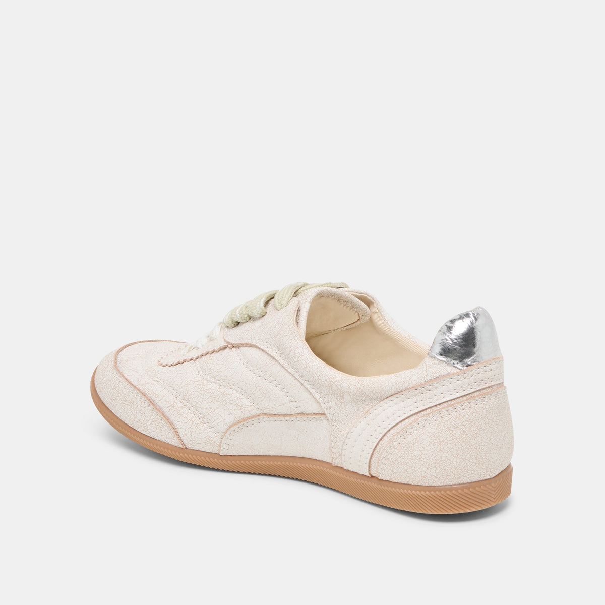 Dolce Vita SHOES Laini Off White Crackled Leather Sneakers