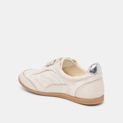 Dolce Vita SHOES Laini Off White Crackled Leather Sneakers