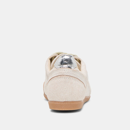 Dolce Vita SHOES Laini Off White Crackled Leather Sneakers