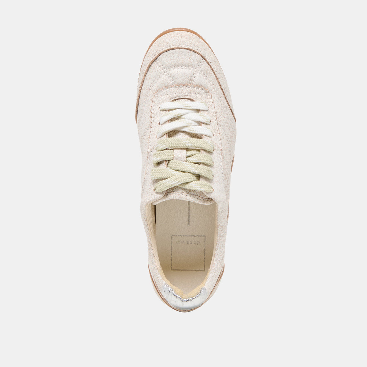 Dolce Vita SHOES Laini Off White Crackled Leather Sneakers