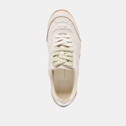 Dolce Vita SHOES Laini Off White Crackled Leather Sneakers