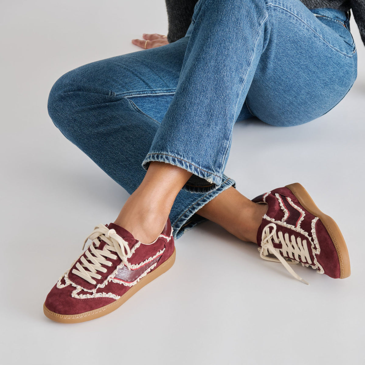 Dolce Vita SHOES Notice Lace Oxblood Suede Sneakers