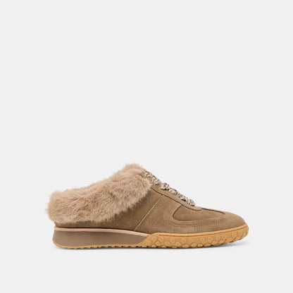 Dolce Vita SHOES Izzey Plush Olive Suede Sneakers