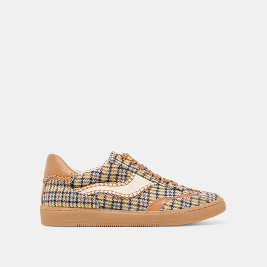 Dolce Vita SHOES Notice Stitch Yellow Plaid Tweed Sneakers