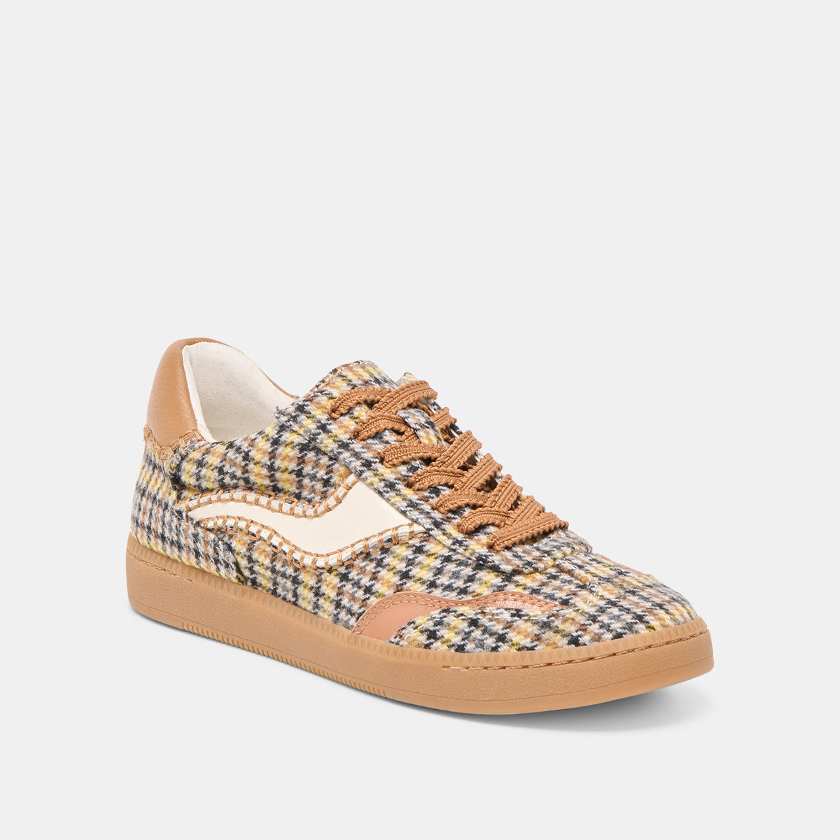 Dolce Vita SHOES Notice Stitch Yellow Plaid Tweed Sneakers