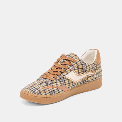 Dolce Vita SHOES Notice Stitch Yellow Plaid Tweed Sneakers