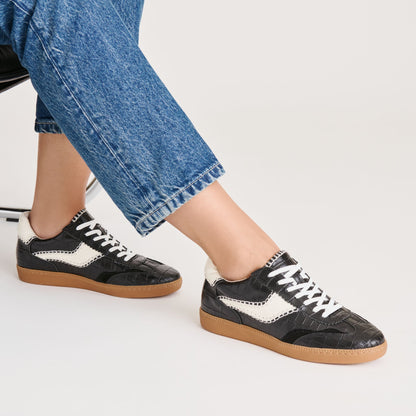 Dolce Vita SHOES NOTICE STITCH SNEAKERS NOIR CROCO EMBOSSED LEATHER
 – Dolce Vita