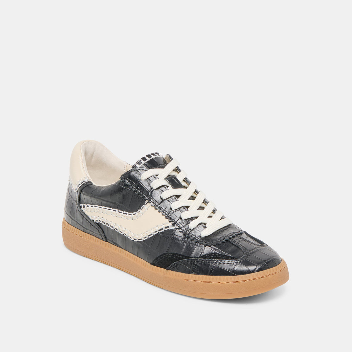 Dolce Vita SHOES NOTICE STITCH SNEAKERS NOIR CROCO EMBOSSED LEATHER
 – Dolce Vita