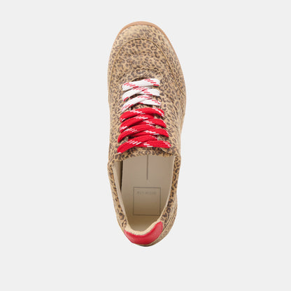 Dolce Vita SHOES Laini Tan Leopard Printed Suede Sneakers