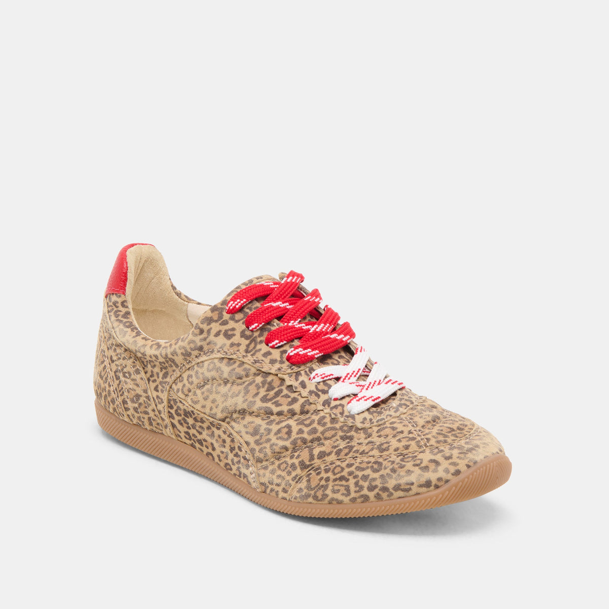 Dolce Vita SHOES Laini Tan Leopard Printed Suede Sneakers