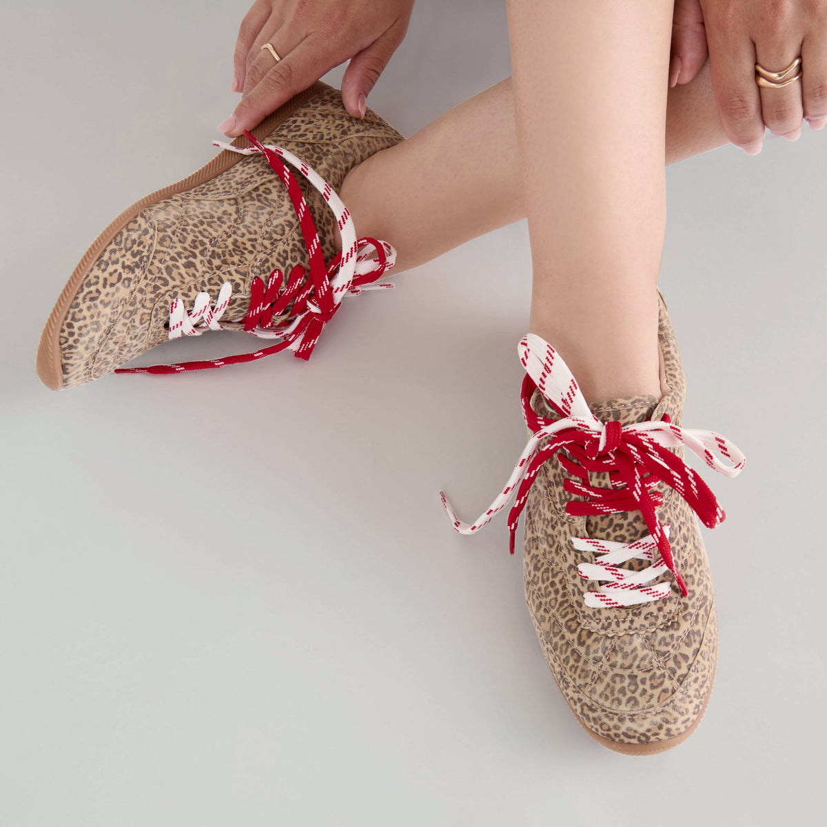 Dolce Vita SHOES Laini Tan Leopard Printed Suede Sneakers