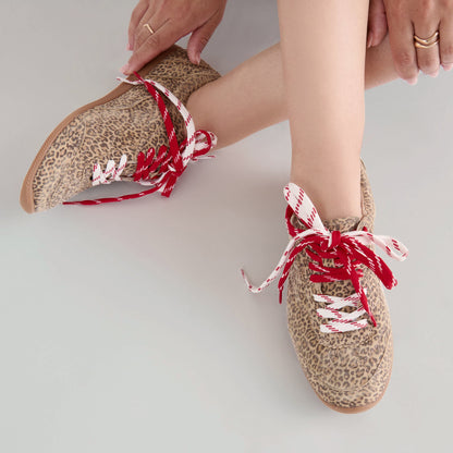 Dolce Vita SHOES Laini Tan Leopard Printed Suede Sneakers