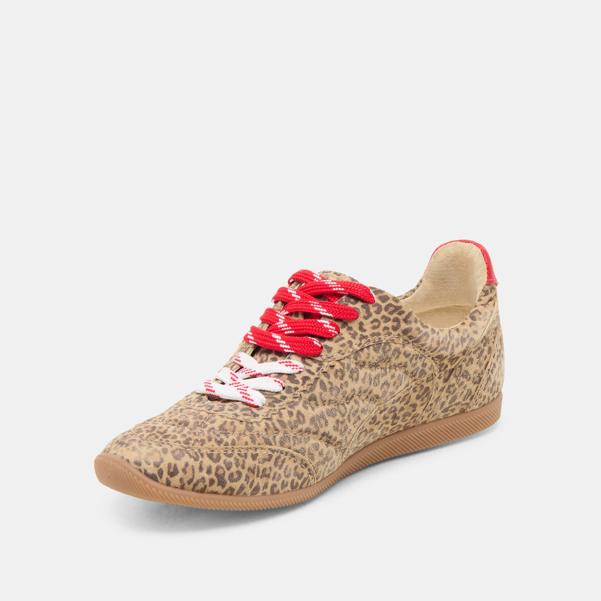 Dolce Vita SHOES Laini Tan Leopard Printed Suede Sneakers